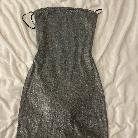 Silver Strapless Sparkly Dress - Picture 2 of 3